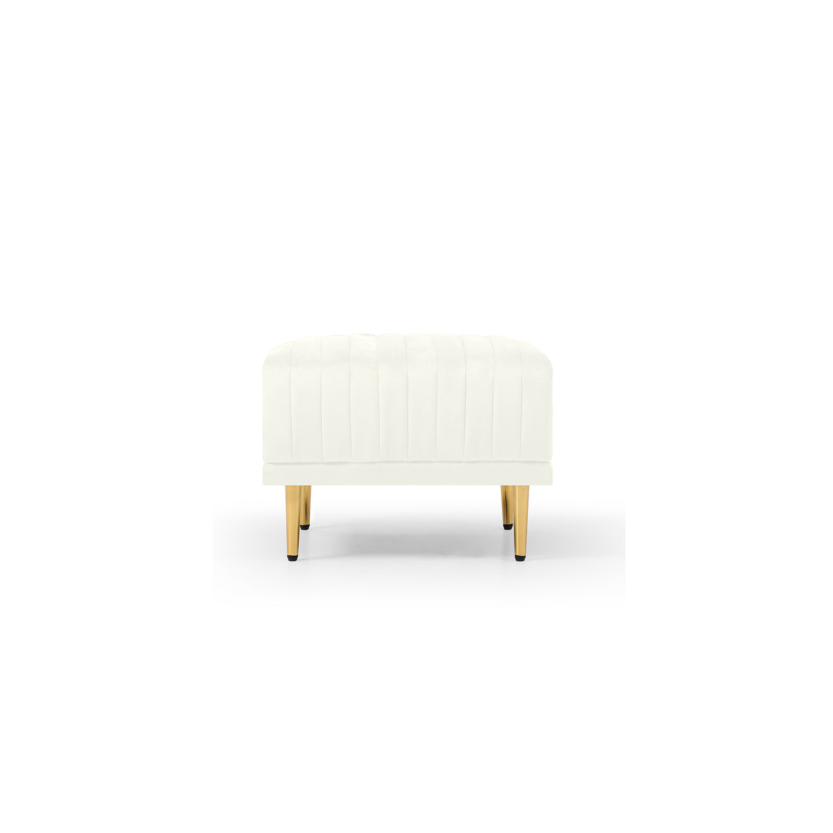 Contemporary Velvet Upholstered Accent Chair and Ottoman Set with Deep Channel Tufting,Cream Home Elegance USA