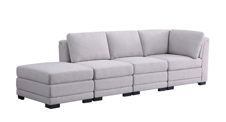 Kristin Light Gray Linen Fabric Reversible Sofa with Ottoman Home Elegance USA