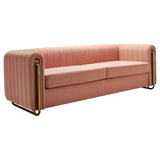 Modern velvet sofa BLUSH PINK color - Home Elegance USA