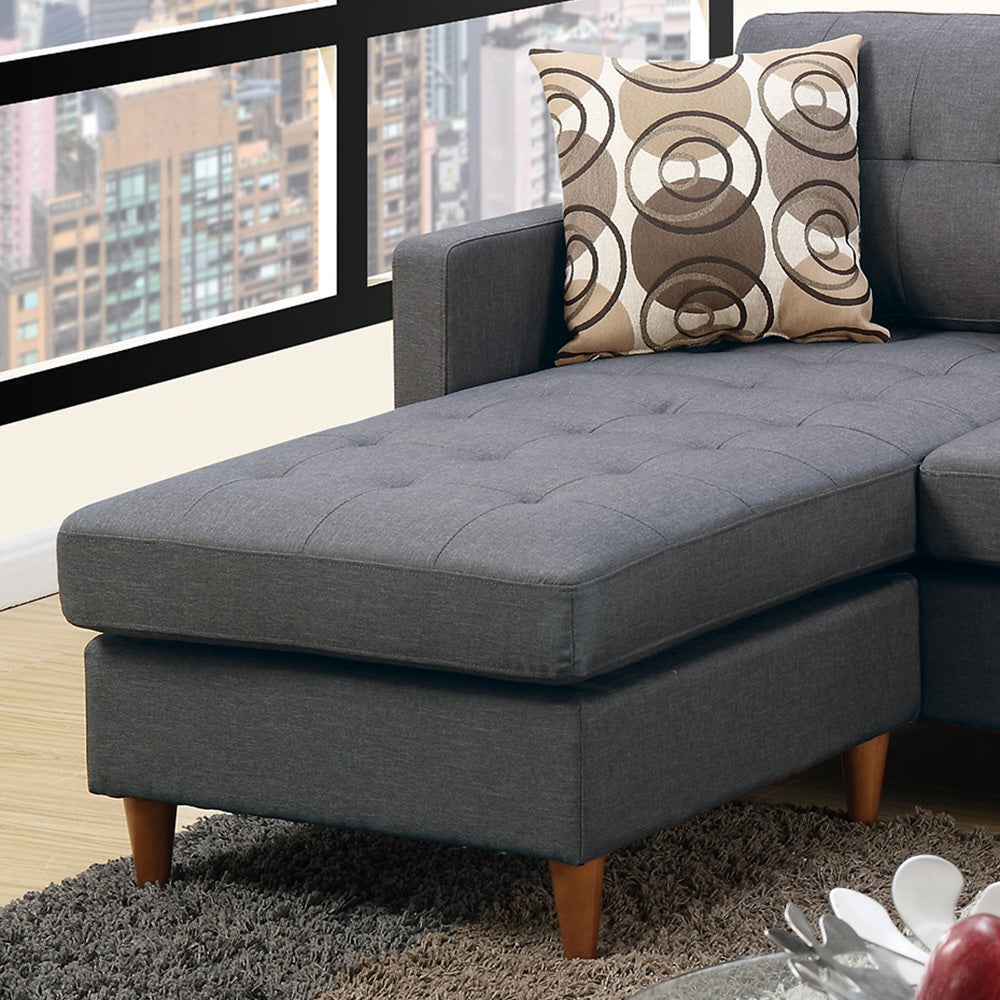 Linen-Like Fabric Reversible Sectional Sofa in Blue Grey - Home Elegance USA