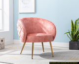Gorgeous Living Room Accent Chair 1pc Button-Tufted Back Covering Rose Color Velvet Upholstered Metal Legs - Home Elegance USA