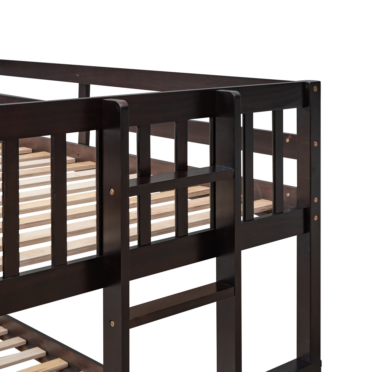 Twin-Over-Full Bunk Bed with Twin size Trundle , Separable Bunk Bed with Drawers for Bedroom - Espresso - Home Elegance USA