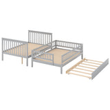 Full over Full Bunk Bed with Trundle and Staircase,Gray - Home Elegance USA