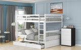 Full-Over-Full Bunk Bed with Ladders and Two Storage Drawers (White) - Home Elegance USA