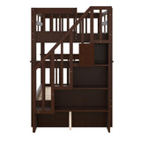 Stairway Twin-Over-Twin Bunk Bed with Twin size Trundle for Bedroom, Dorm, Adults, Espresso( old sku: LP000209AAP ) - Home Elegance USA