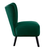 Unique Style Green Velvet Covering Accent Chair Button-Tufted Back Brown Finish Wood Legs Modern Home Furniture - Home Elegance USA