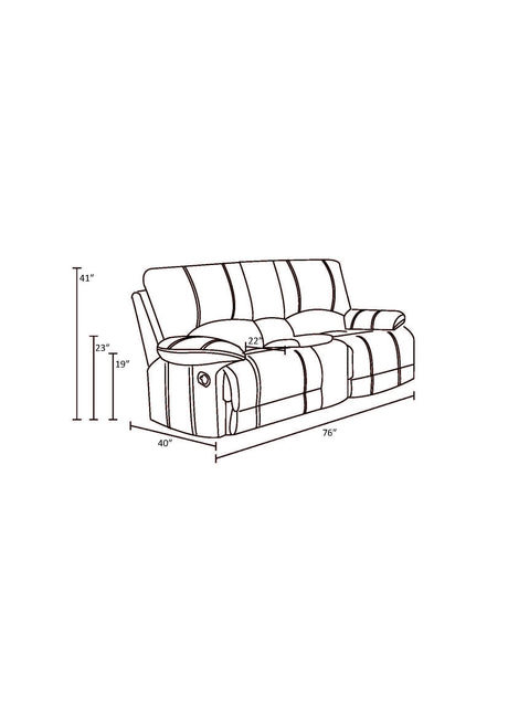 Global United Leather-Air Recliining  Console Loveseat Home Elegance USA
