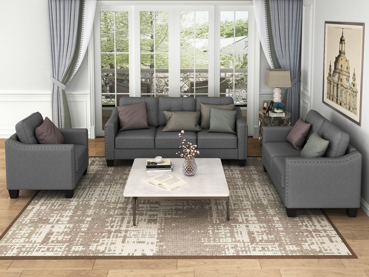 3 Piece Living Room Set with tufted cushions. | Home Elegance USA