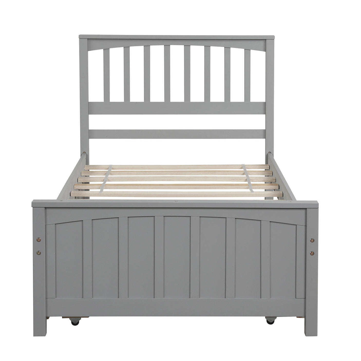 Twin size Platform Bed with Trundle, Gray - Home Elegance USA