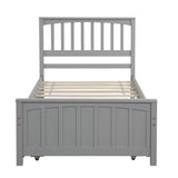 Twin size Platform Bed with Trundle, Gray - Home Elegance USA