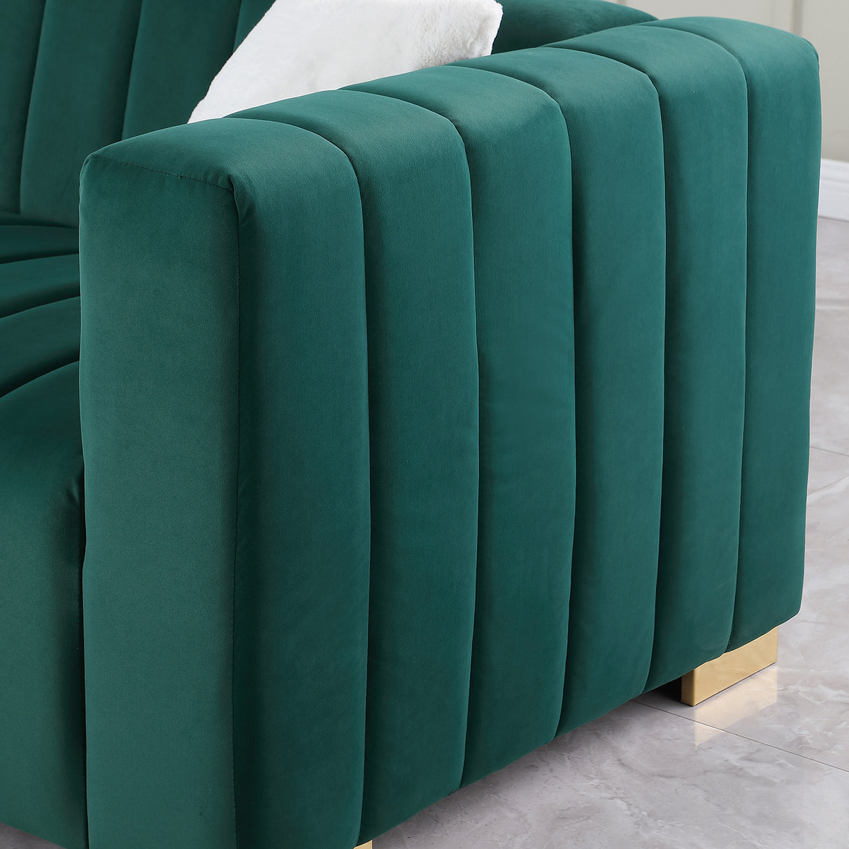 A modern channel sofa take on a traditional Chesterfield,Dark Green color,3 Seater | Home Elegance USA