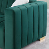 A modern channel sofa take on a traditional Chesterfield,Dark Green color,3 Seater - W1099S00034 - image - 10