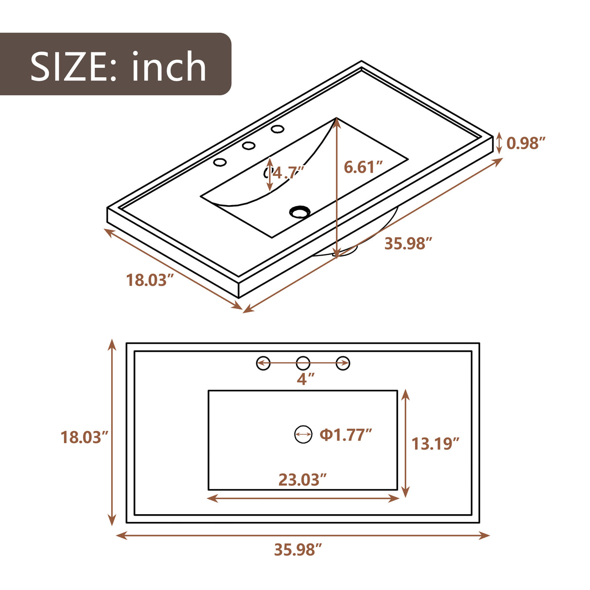 36" Bathroom Vanity with Sink Combo, One Cabinet and Six Drawers, Solid Wood and MDF Board, White - SY999404AAK - image - 13