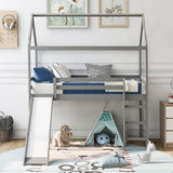 Twin Loft Bed with Slide, House Bed with Slide,Gray(OLD SKU :WF286245AAE) - Home Elegance USA