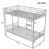 Twin Over Twin Metal Bunk Bed (White)( old sku: MF189201KAA ) - Home Elegance USA