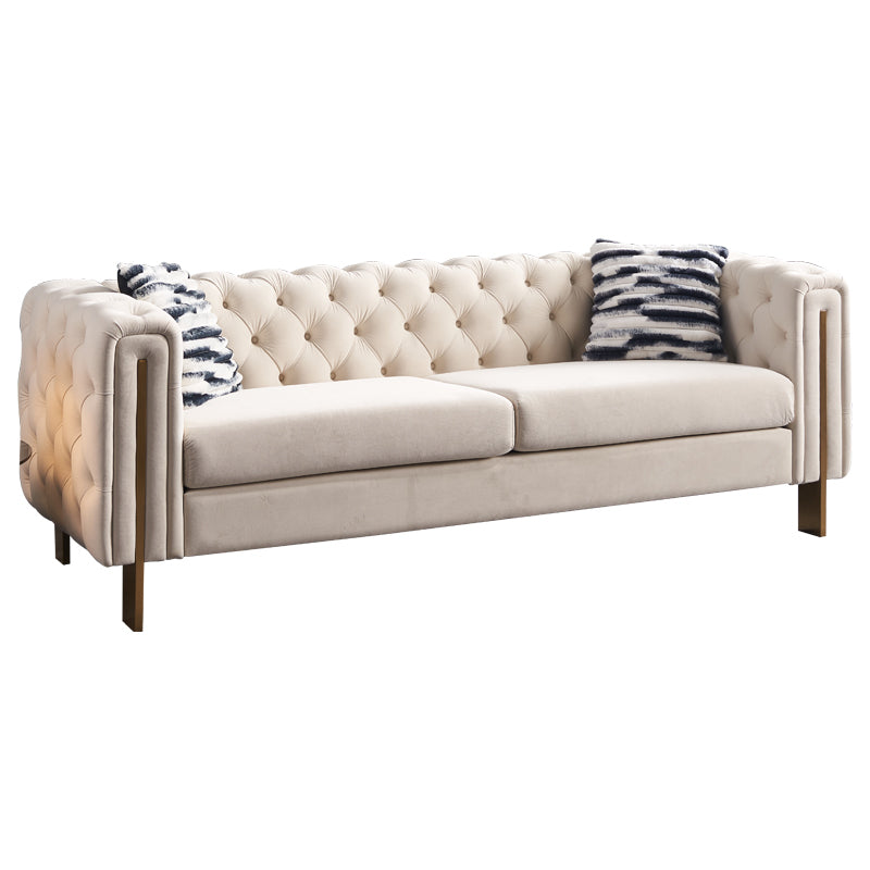 Modern velvet sofa CREAM color - Home Elegance USA