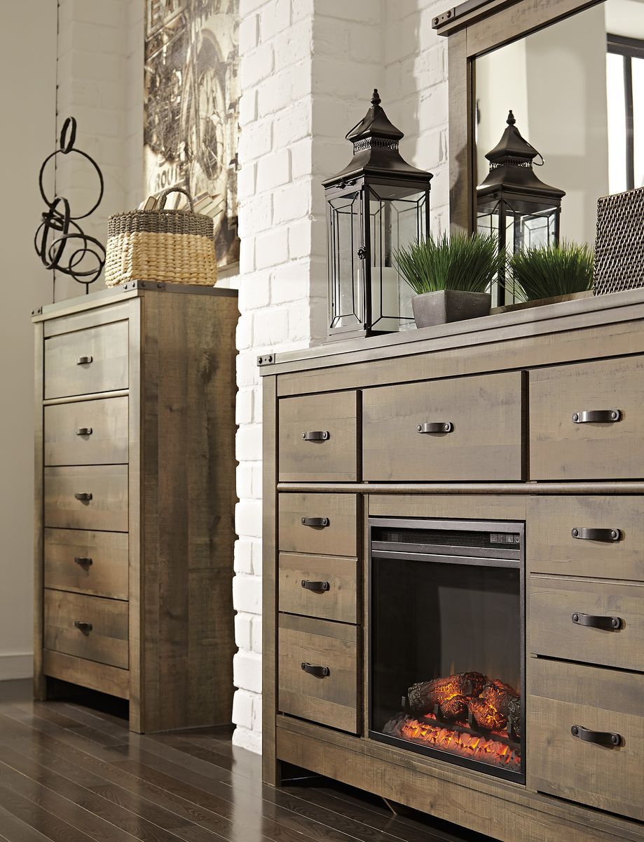 Trinell - Panel Bedroom Set With Fireplace Option - Home Elegance USA