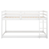 Twin over Twin Floor Bunk Bed with Ladder , White(Old SKU:WF281727AAK/WF286602AAK) - Home Elegance USA