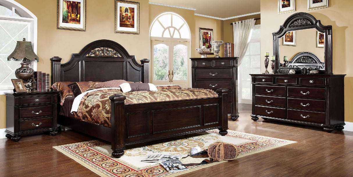 Syracuse - 5 Piece Queen Bedroom Set With 2Ns - Dark Walnut - Home Elegance USA