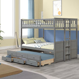 FULL OVER FULL BUNKBED WITH TWIN TRUNDLE AND 3 DRAWERS - Home Elegance USA