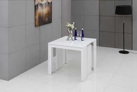 Vig Furniture - Morph - Modern Ultra-Compact Extendable White Dining Table - Vggu837Xt-Wht