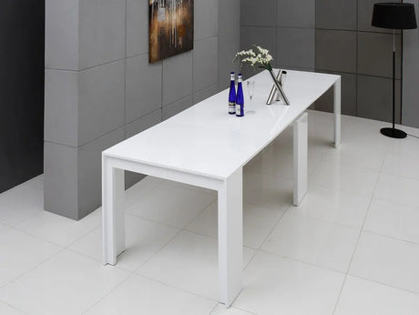 Vig Furniture - Morph - Modern Ultra-Compact Extendable White Dining Table - Vggu837Xt-Wht