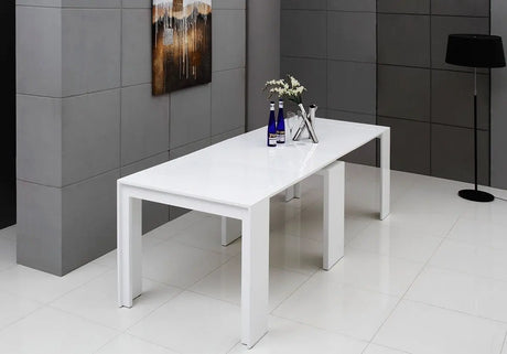 Vig Furniture - Morph - Modern Ultra-Compact Extendable White Dining Table - Vggu837Xt-Wht