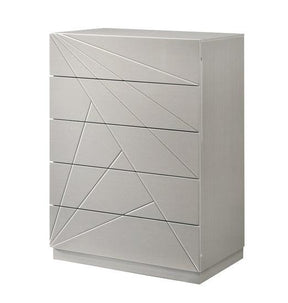 Florence White & Light Grey Lacquer 5 Drawer Chest - 17852-C | J&M