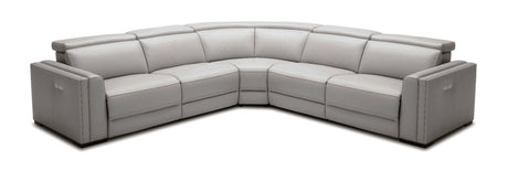 Vig Furniture Modrest Frazier - Modern Light Grey Leather Sectional Sofa with 3 Recliners