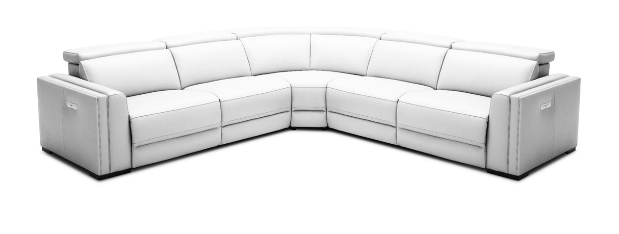 Vig Furniture Modrest Frazier - Modern White Leather Sectional Sofa with 3 Recliners