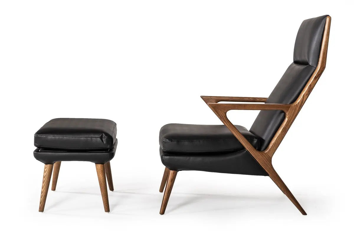 Vig Furniture - Modrest Fulton Modern Black Lounge Chair & Ottoman - Vgcslc-17050