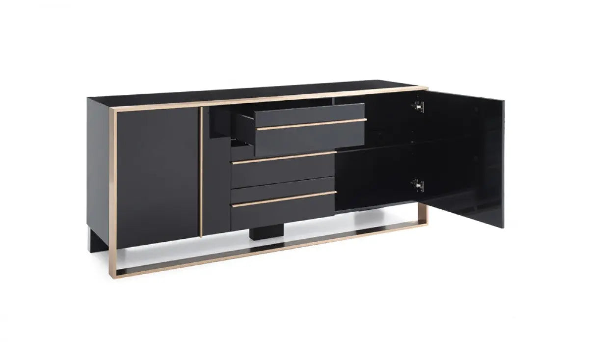 Vig Furniture - Nova Domus Cartier Modern Black & Rosegold Buffet - Vgvcg-A002