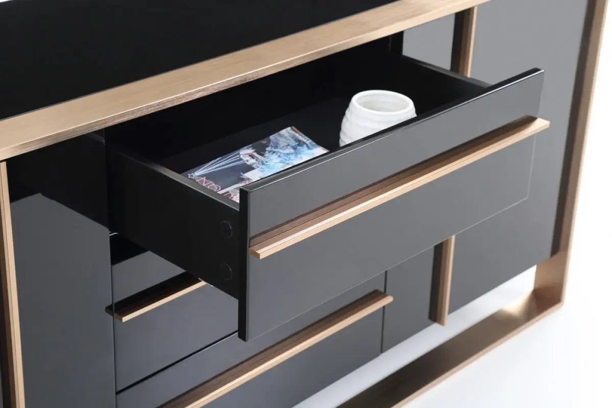 Vig Furniture - Nova Domus Cartier Modern Black & Rosegold Buffet - Vgvcg-A002