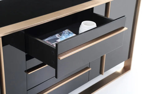 Nova Domus Cartier Modern Black & Rosegold Buffet Vgvcg-A002