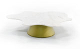 Vig Furniture Modrest Gabbro Low - Glam White Marble and Gold Coffee Table