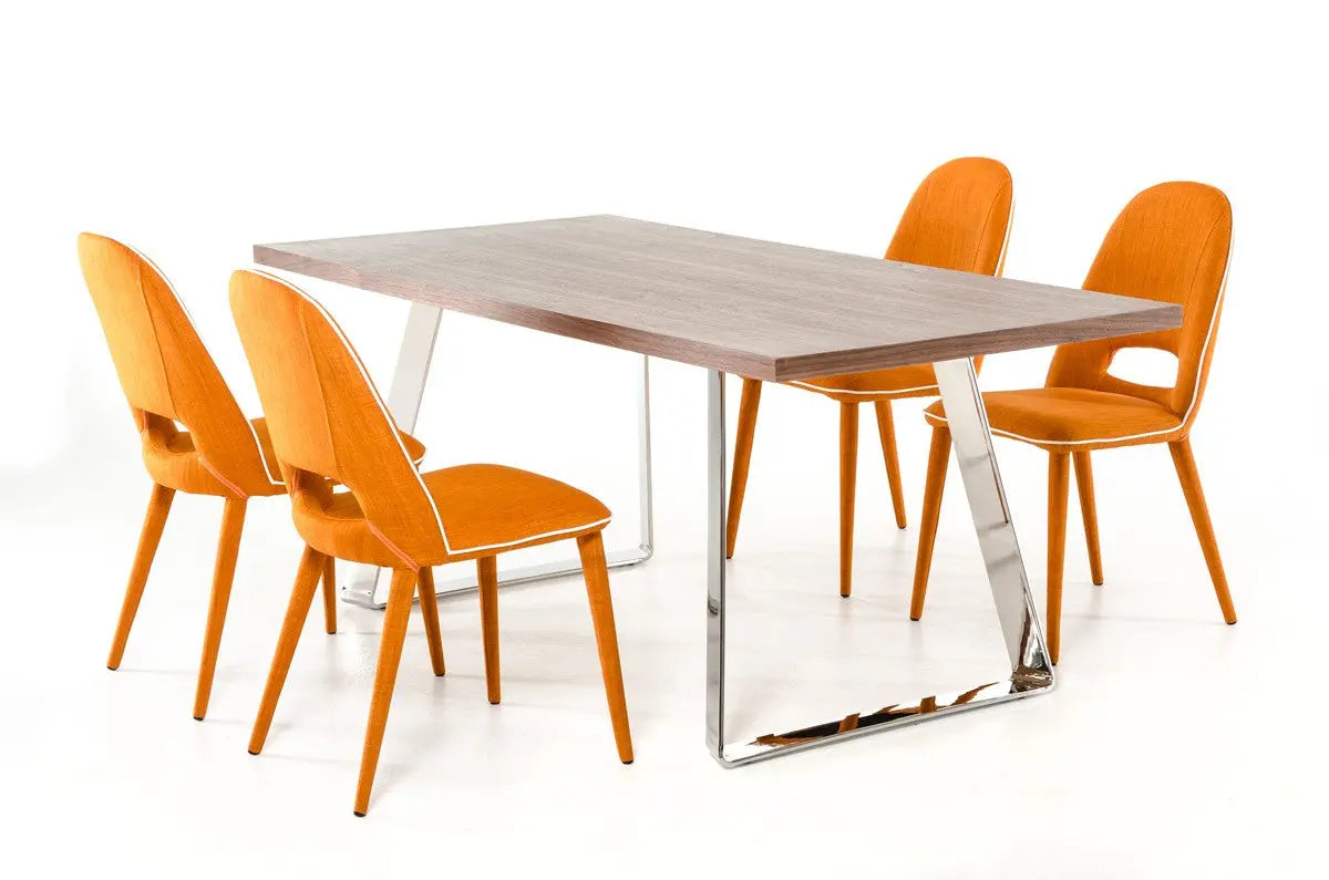 Vig Furniture - Modrest Eugene Modern Orange Fabric Dining Chair (Set Of 2) - Vgeumc-8161Ch