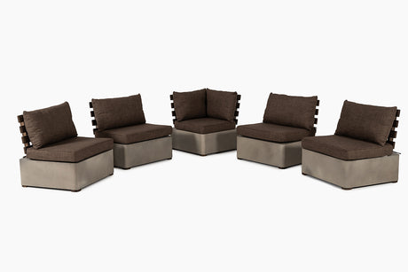 Vig Furniture Renava Garza Outdoor Concrete & Teak Modular Sectional