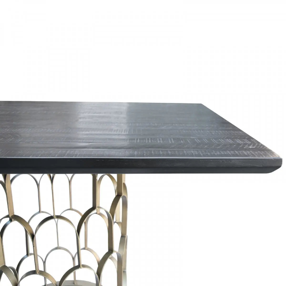 Vig Furniture - Modrest Natalie Modern Black Acacia & Antique Brass Dining Table - Vglbgats-Dt220-03