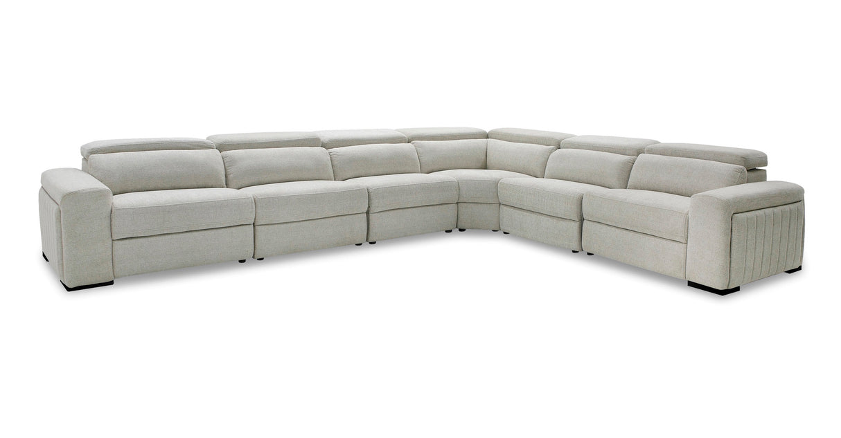 Divani Casa Gering - Modern Beige Fabric Sectional With 2 Power Recliners | Home Elegance USA