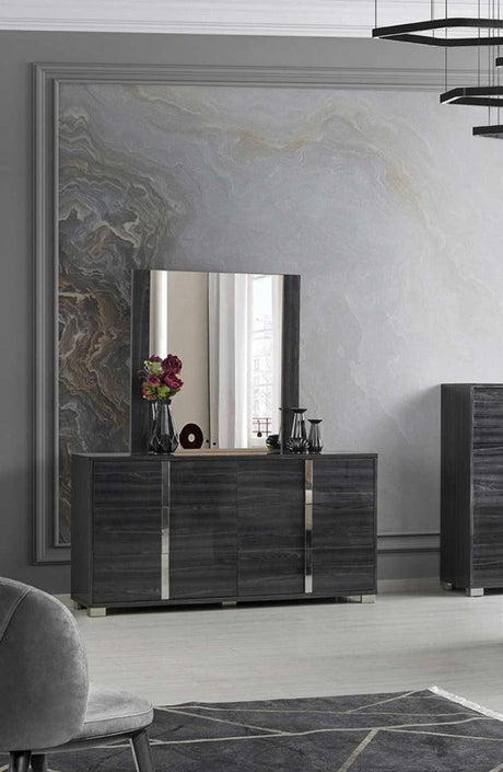 J&M Furniture - Giulia Dresser And Mirror In Gloss Pattern Grey - 103Dm