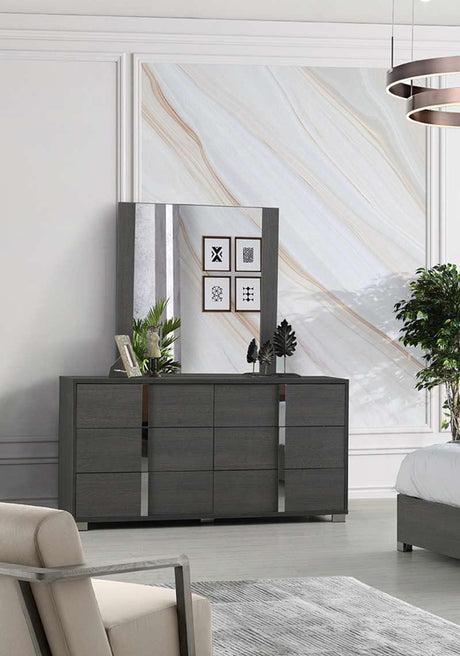 J&M Furniture - Giulia Dresser And Mirror In Matte Gray Oak - 203Dm