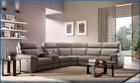Giulivo L-shaped Leather Sectional with Recliner