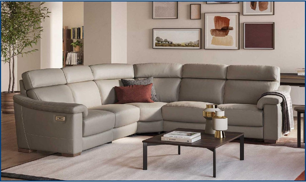 Giulivo L-shaped Leather Sectional with Recliner