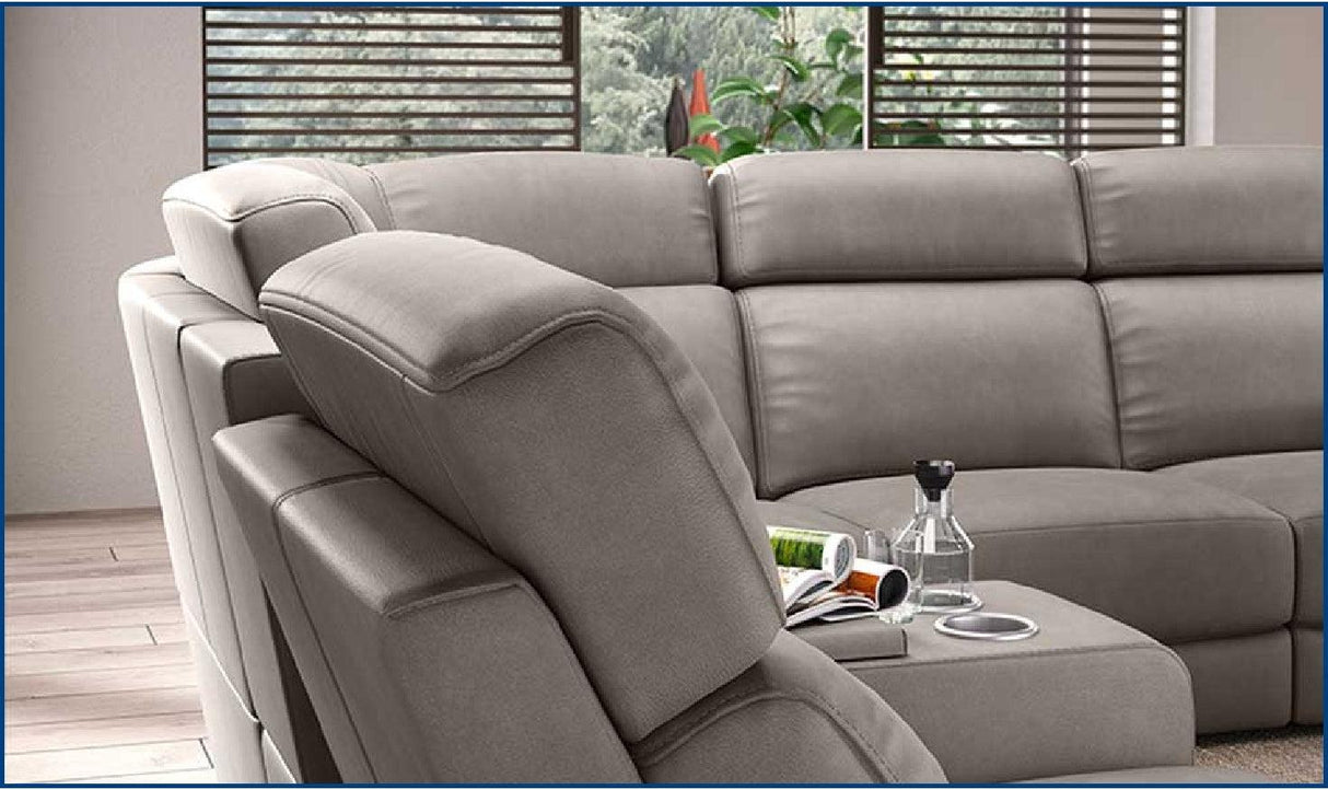 Giulivo L-shaped Leather Sectional with Recliner