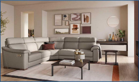 Giulivo L-shaped Leather Sectional with Recliner