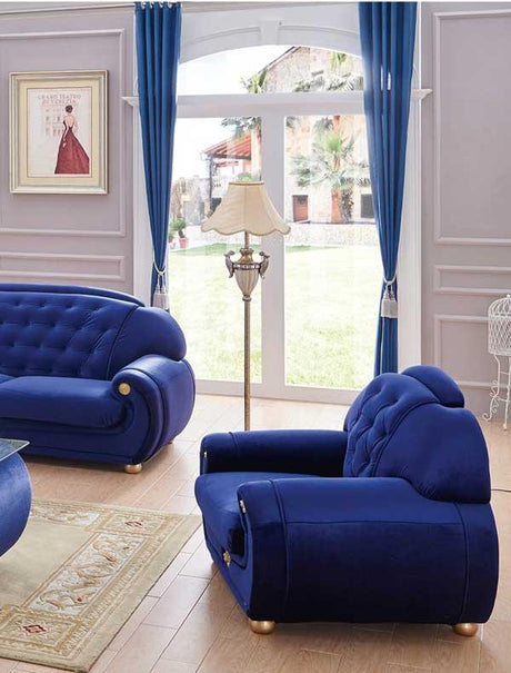 Esf Furniture - Giza Fabric Chair In Dark Blue - Giza1Blue