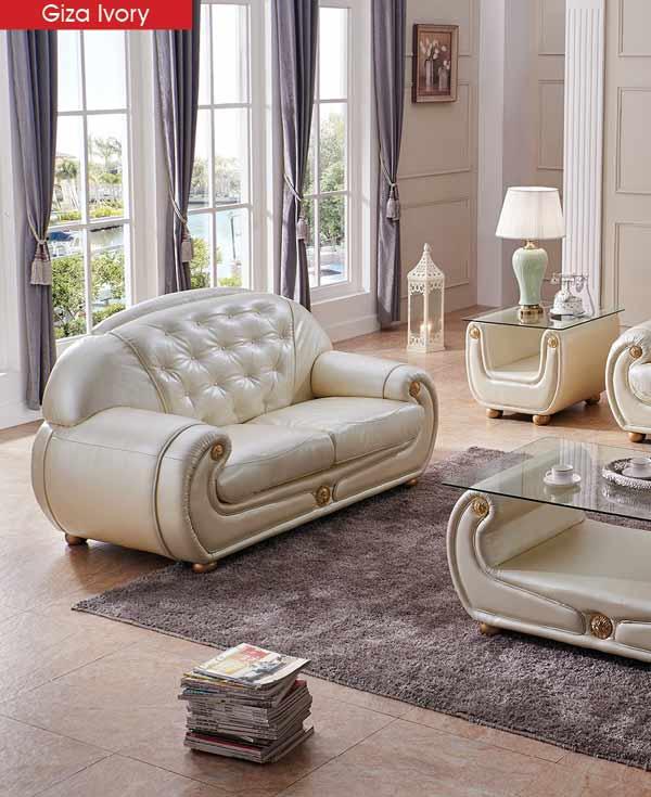 Esf Furniture - Giza Full Leather Loveseat In Beige - Giza2