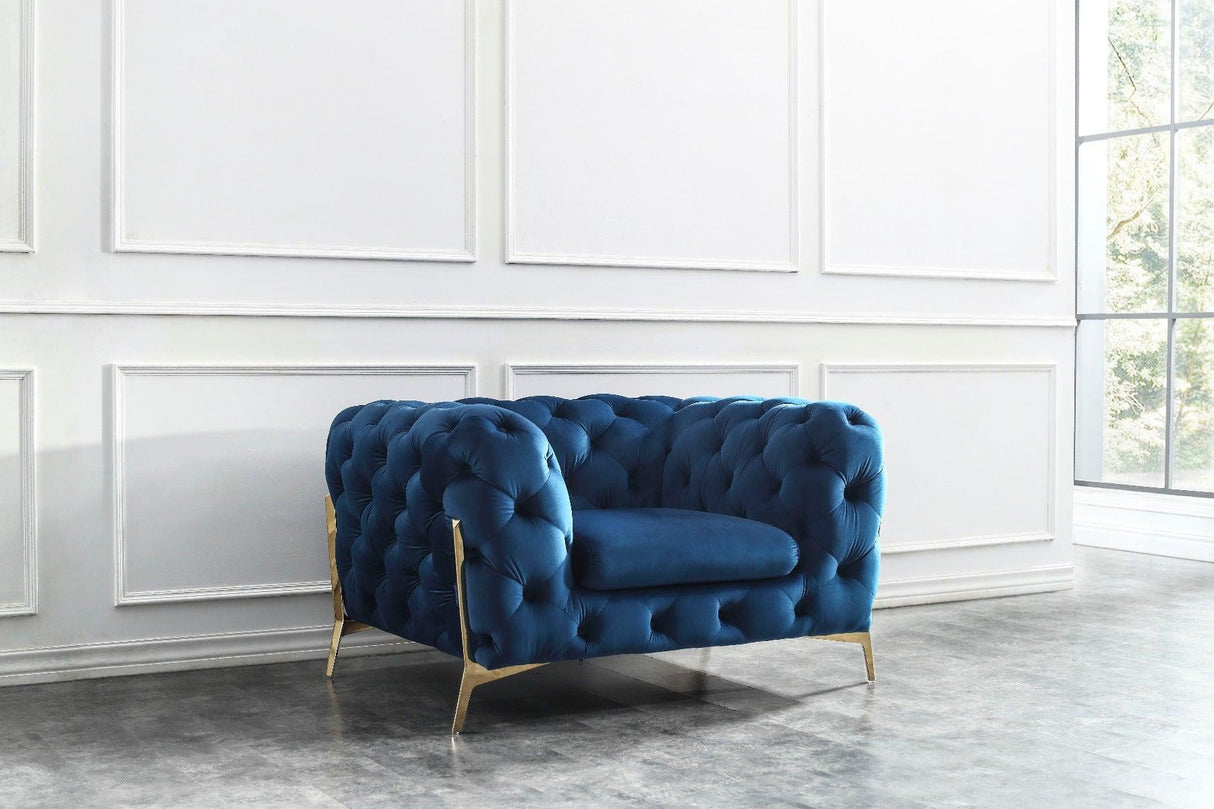 J&M Furniture - Glamour 3 Piece Living Room Set In Blue - 17182-3Set
