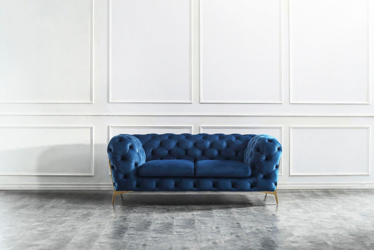 J&M Furniture - Glamour 3 Piece Living Room Set In Blue - 17182-3Set