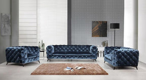 Glitz 3 Piece Living Room Set In Blue - 184451-3Set | J&M